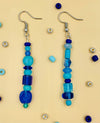 Delicate Asymmetrical Earrings (Blue)